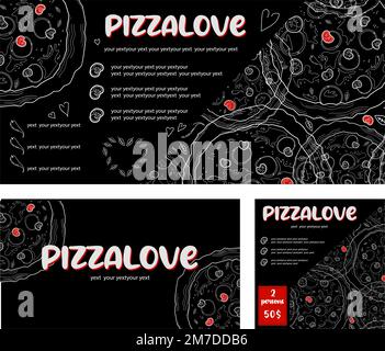 Vector logo for Italian Pizzeria, dark signboard for pizzeria with 4 ...
