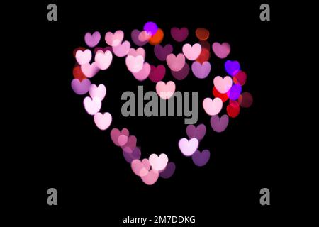 Heart shaped pink bokeh lights, Love and Valentines day colorful ...