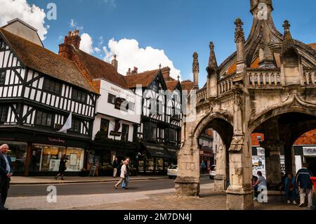 Gothic market cross Poultry Cross is a Grade I Historic Landmark in Salisbury, England. Stock Photo