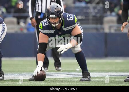 Seattle Seahawks guard Austin Blythe (63) during an NFL football game  against the Arizona Cardinals, Sunday, Oct. 16, 2022, in Seattle, WA. The  Seahawks defeated the Cardinals 19-9. (AP Photo/Ben VanHouten Stock Photo -  Alamy