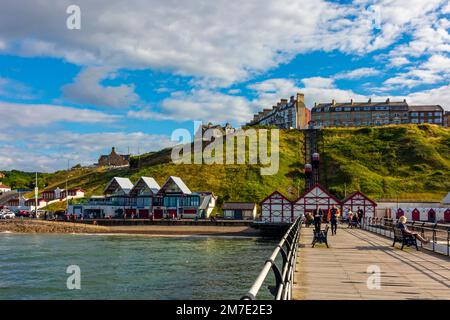 Saltburn Pier in Saltburn-by-the-Sea near Redcar in NorthYorkshire England UK built in 1869 by John Anderson now the last remaining pier in Yorkshire. Stock Photo