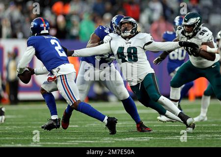 Philadelphia Eagles linebacker Patrick Johnson (48) runs during an NFL  football game against the Washington Commanders, Sunday, Sept. 25, 2022 in  Landover, Md. (AP Photo/Daniel Kucin Jr Stock Photo - Alamy