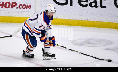 Edmonton Oilers defenseman Brett Kulak (27) plays against the Detroit Red  Wings in the second period of an NHL hockey game Tuesday, Feb. 7, 2023, in  Detroit. (AP Photo/Paul Sancya Stock Photo - Alamy