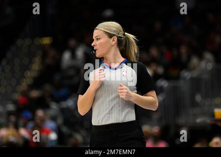 NBA referee Jenna Schroeder (84) in action during the second half