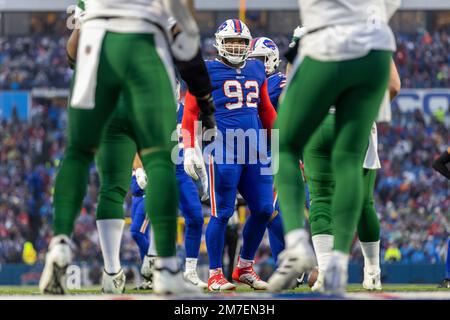 Buffalo Bills defensive tackle DaQuan Jones (92) walks off the