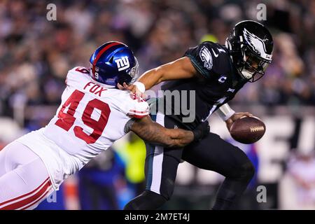 Philadelphia Eagles wide receiver Britain Covey (18) in action against New  York Giants linebacker Tomon Fox (49) during the NFL football game, Sunday,  Jan. 8, 2023, in Philadelphia. (AP Photo/Chris Szagola Stock Photo - Alamy