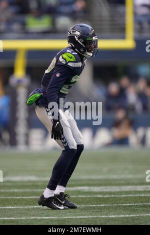 Seattle Seahawks defensive back Tariq Woolen is pictured during an NFL  football game against the Atlanta Falcons, Sunday, Sept. 25, 2022, in  Seattle. The Falcons won 27-23. (AP Photo/Stephen Brashear Stock Photo -  Alamy