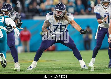 Tennessee Titans guard Jordan Roos (70) warms up prior to an NFL