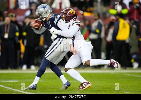 Washington Commanders linebacker Milo Eifler (46) celebrates after an NFL  football game against the Jacksonville Jaguars, Sunday, Sept. 11, 2022 in  Landover. (AP Photo/Daniel Kucin Jr Stock Photo - Alamy