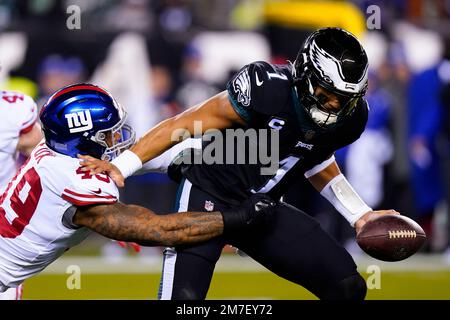 Philadelphia Eagles wide receiver Britain Covey (18) in action against New  York Giants linebacker Tomon Fox (49) during the NFL football game, Sunday,  Jan. 8, 2023, in Philadelphia. (AP Photo/Chris Szagola Stock Photo - Alamy