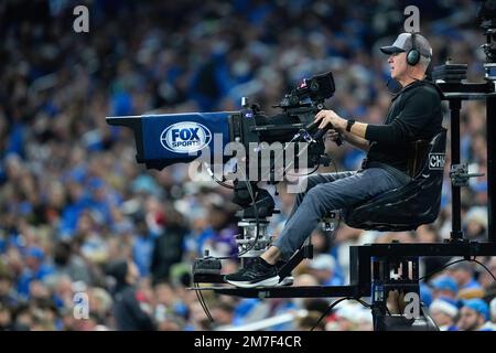 A FOX Sports television camera operator works from a mobile elevated  position during the first half of an NFL football game between the  Jacksonville Jaguars and the Atlanta Falcons, Sunday, Nov. 28