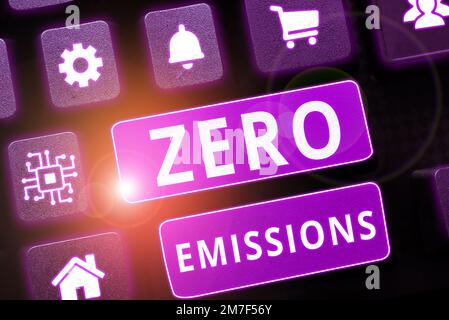Hand writing sign Zero Emissions. Conceptual photo emits no waste products that pollute the environment Stock Photo