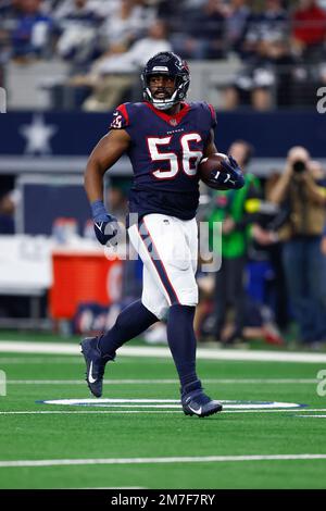 Houston Texans defensive tackle Thomas Booker IV (56) warms up before  taking on the New York