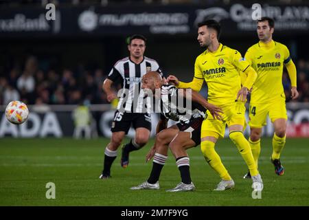 Manuel MORLANES ARIÑO of Villarreal CF and Mikel Rico of FC Cartagena fight for the ball during the match,  during the Cup match,  FC Cartagena vs Vil Stock Photo