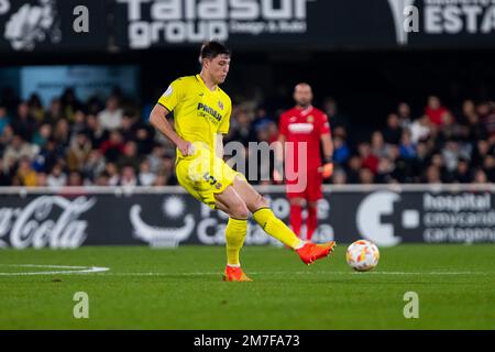 Jorge CUENCA BARRENO kicks the ball, during the Cup match, FC Cartagena vs Villarreal CF, match Copa del Rey de España, round of 16, stadium, Cartagen Stock Photo