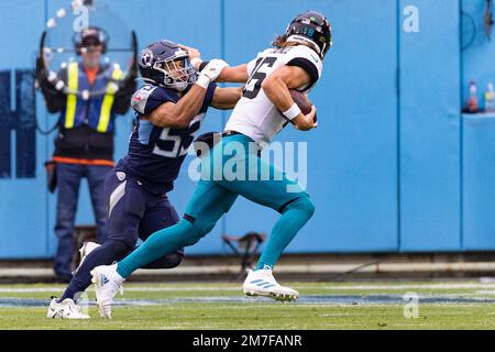 Tennessee Titans linebacker Dylan Cole (53) covers a kick during an NFL  football game, Monday, Sept. 19, 2022, in Orchard Park, NY. (AP Photo/Matt  Durisko Stock Photo - Alamy