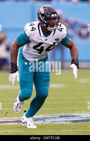 Jacksonville Jaguars linebacker Travon Walker (44) moves to the line of  scrimmage during an NFL football game against the Pittsburgh Steelers,  Saturday, Aug. 20, 2022 in Jacksonville, Fla. The Steelers defeat the