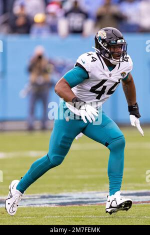 Jacksonville Jaguars linebacker Travon Walker (44) moves to the line of  scrimmage during an NFL football game against the Pittsburgh Steelers,  Saturday, Aug. 20, 2022 in Jacksonville, Fla. The Steelers defeat the