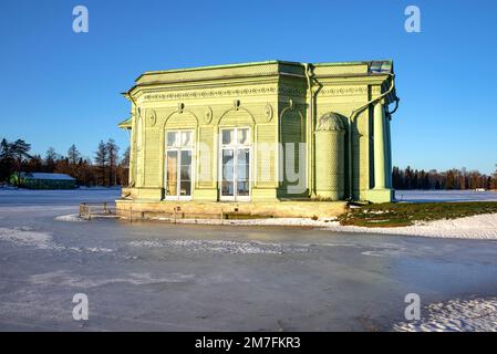 GATCHINA, RUSSIA - DECEMBER 25, 2022: Venus Pavilion on Love Island. Gatchina, Leningrad region Stock Photo