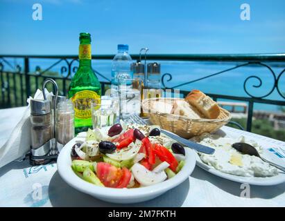 Greek Salad, Corfu, Ionian islands, Greece Stock Photo