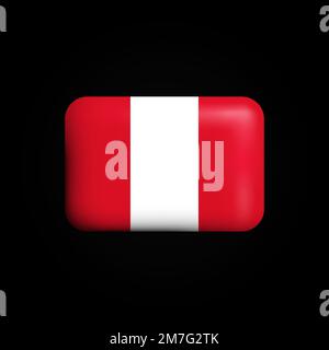 Peru Flag 3D Icon. National Flag of Peru. Vector illustration Stock Vector