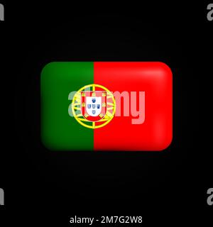 Portugal Flag 3D Icon. National Flag of Portugal. Vector illustration Stock Vector