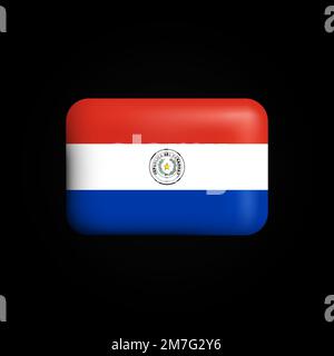Paraguay Flag 3D Icon. National Flag of Paraguay. Vector illustration Stock Vector