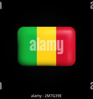 Mali Flag 3D Icon. National Flag of Mali. Vector illustration Stock Vector