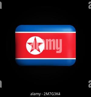 North Korea Flag 3D Icon. National Flag of North Korea. Vector illustration Stock Vector
