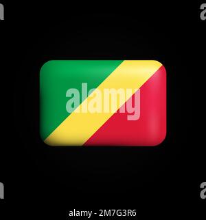Republic of the Congo flag - 3D isometric square flag with rounded ...