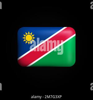 Namibia Flag 3D Icon. National Flag of Namibia. Vector illustration Stock Vector
