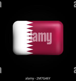 Qatar Flag 3D Icon. National Flag of Qatar. Vector illustration Stock Vector