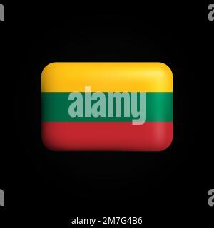 Lithuania Flag 3D Icon. National Flag of Lithuania. Vector illustration Stock Vector
