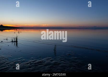 Scenic evening view of Ilmen lake in Novgorod region, Russia. Stock Photo