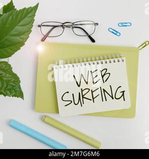 Conceptual caption Web Surfing. Internet Concept Jumping or browsing from page to page on the internet webpage Stock Photo