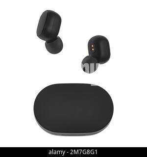 wireless headphones, an accessory for the phone, on a white background Stock Photo