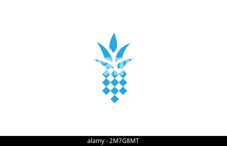 A simple blue pineapple icon isolated on a white background - perfect for tech and business logos Stock Vector