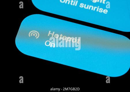 Activated control button of a smartphone hotspot Stock Photo