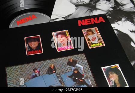 Viersen, Germany - November 9. 2022: Closeup of isolated vinyl debut album record of band Nena, released 1983 Stock Photo