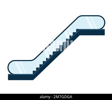 Vector Modern Escalator with Place for Advertising Side view Isolated on White Background eps 10 Stock Vector