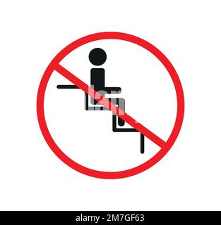 Do not sit warning sign. Escalator safety symbols. Perfect for backgrounds, backdrop, sticker, label, icon, sign, symbol and wallpaper. eps 10 Stock Vector