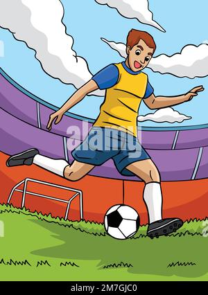 Soccer Sports Colored Cartoon Illustration Stock Vector