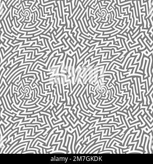 Seamless  monochrome texture. Grey lines in the form of a labyrinth on white background. Muted tones Stock Photo