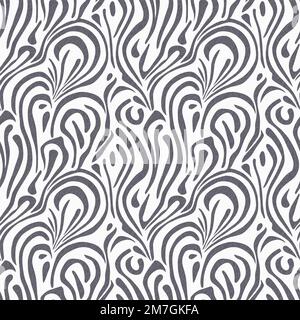 Seamless  texture. Grey wavy lines on white background. Muted tones Stock Photo