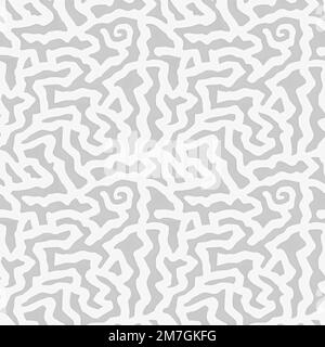 Seamless monochrome texture. Gray wavy lines on white background. Muted tones Stock Photo