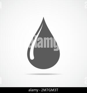 Gray drop icon in flat design. Vector illustration. Drop icon isolated on light background. Stock Vector