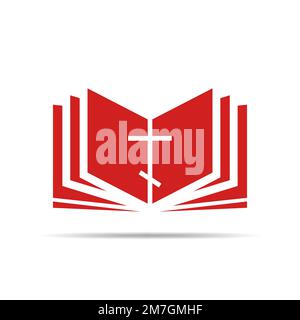 Book icon in flat design. Vector Illustration. Red book isolated on light background Stock Vector