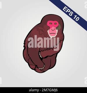 Cute monkey icon. Vector illustration isolated on a grey background. Stock Vector