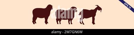 vector illustration of goat silhouette Stock Vector