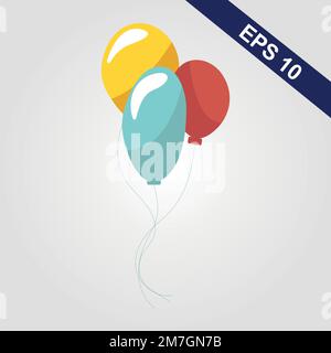 3d Realistic Colorful Bunch of Birthday Balloons Flying for Party and Celebrations With Space for Message Isolated in White Background. Vector Illustr Stock Vector